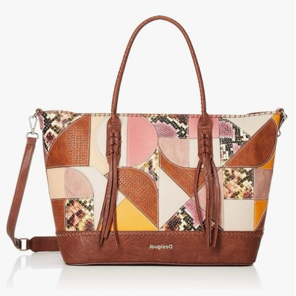 Desigual women’s multi patch shopping shoulder bag
